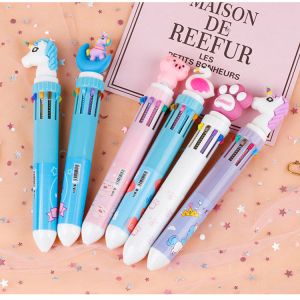 Office School Red Ink 6 Color Ballpoint Pen Cartoon Design Creative Hand Account