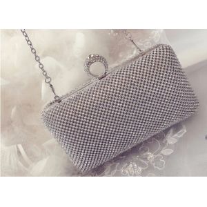 Buy cheap Stunning Silver Mesh Clutch Purse Metal Rhinestone And Ring Closure from wholesalers