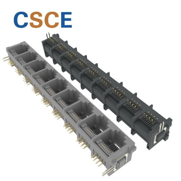 Quality 5225 Series 1x9 Ports 8P8C Multiple-Port RJ45 Connector Ethernet Jack 90 Degrees With Hook for sale