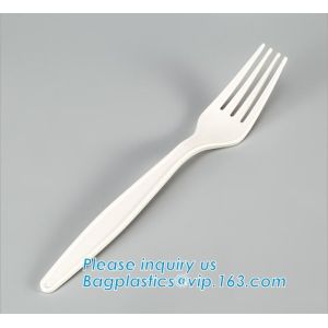 wholesale Biodegradable cPLA plastic white cutlery set,Eco-friendly Disposable