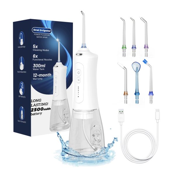 IPX7 Grade 5 Modes Portable Water Flosser Oral Irrigator Teeth Cleaning Cordless