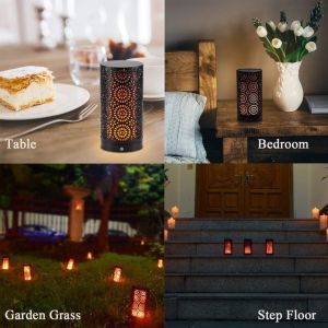 Outdoor 2Pcs 72mm×H140mm Led Flickering Flame Lantern USB Rechargeable