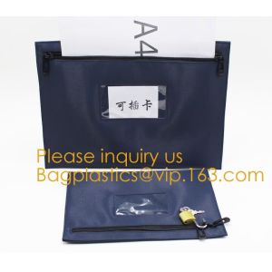 Buy cheap Portable Bank Bag Zipper Leather Security Deposit Bag With Name Card Pocket Bank Locking Document Security Bag Deposit B from wholesalers