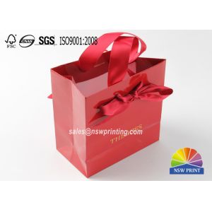 China Hot Stamping Logo Exquisite Small Personalised Paper Bags With Ribbon Handle on sale