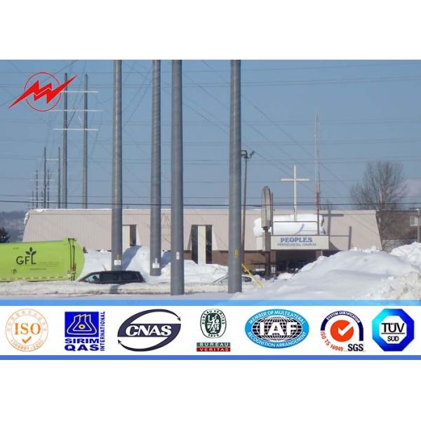 Quality Octagonal 35FT 110kv Steel utility Pole with steel climbing rung for transmission line for sale