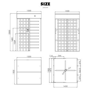 HCW Full Height Turnstile Security Gate with 600mm Channel Width RS232/RS485