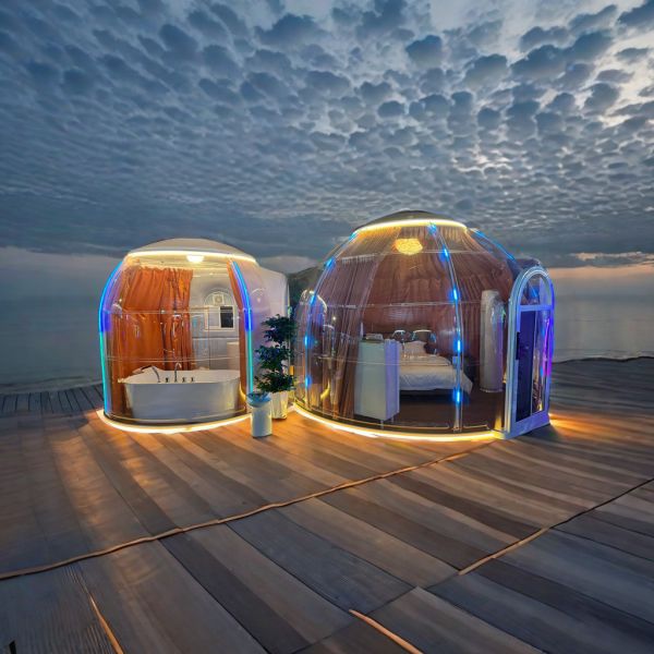 Quality 18.2m2 Gazebo Luxurious Steel Dining Bubble Tent Portable Prefabricated Sunroom for sale