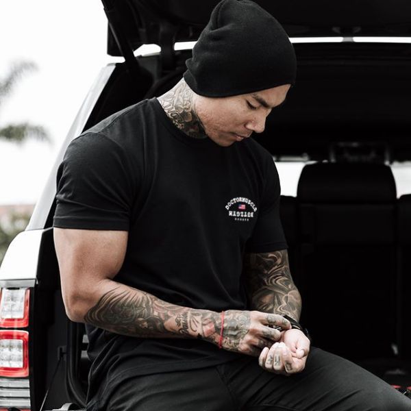 Custom Printed Long Men Plus Size Cotton Gym Sport Tee T Shirt