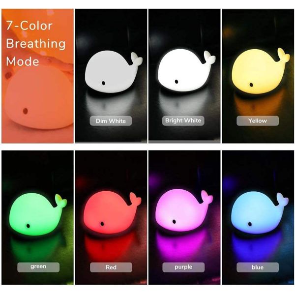 Soft Dolphin USB Nursery Silicon Nightlight Animal Lamps Kids Small Touch Decoration