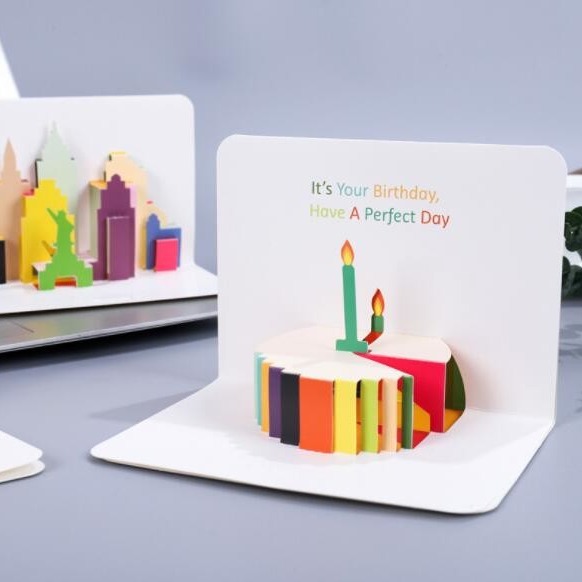 Quality Happy Birthday Personalised Printed Cards 105x145mm White Cardboard 3D Pattern for sale