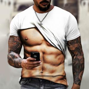 Buy cheap Muscle Men T Shirt Abs 3D Printing Personality Short Sleeve Summer Top product