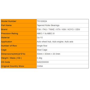 Buy cheap Custom Made TR10082A High Temperature Resistance Roller Bearings ABEC-3 from wholesalers
