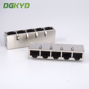 Buy cheap PCB Mount 1x5 Shield Five Ports RJ45 Connector Multiple Port Lan Modular Jacks from wholesalers
