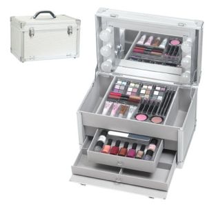 Buy cheap Silver Color Light Up Aluminium Makeup Case With Drawer And Mirror from wholesalers
