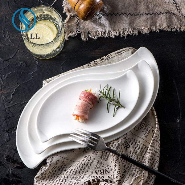 Buy cheap Irregular Plain White Banqueting Wedding Porcelain Plates ODM Personalized from wholesalers