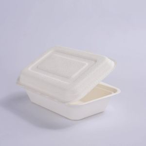 Hotel Microwavable Sugarcane Bagasse Clamshell Disposable Take Away Bagasse
