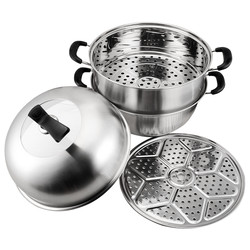 Amazon Hot Selling Silver 2 Layer Cooking Steamer Stainless Steel Steamer Pot