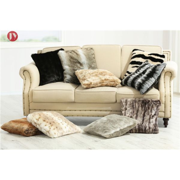 thick and soft pile 100% animal-free double sides home Faux Fur Pillows ,faux