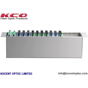 Buy cheap 3U 4U PLC Fiber Optic Splitter with 2 Way Input & 16 Way Output and Steel Tape Construction for High-Density Optical Distribution from wholesalers