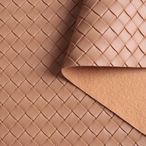 Soft and Durable Embossed Woven Handbag PVC Faux Leather Fabric