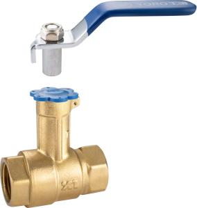 Buy cheap 3107 Portable Lever Mechanical Key Lock High Neck Female Threaded Brass Ball Valve with Lead Sealable Plastic Top Cover product