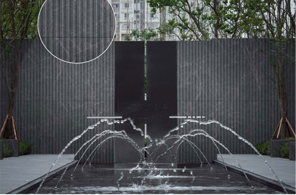 Dark Gray Matte Antique 3D Arc Outdoor Stone Tile 600x1200mm