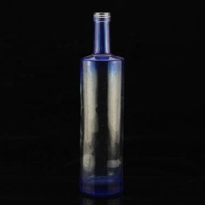 Fancy Screen Printing Round Shape Blue Vodka Bottle for Industrial of Liquor and