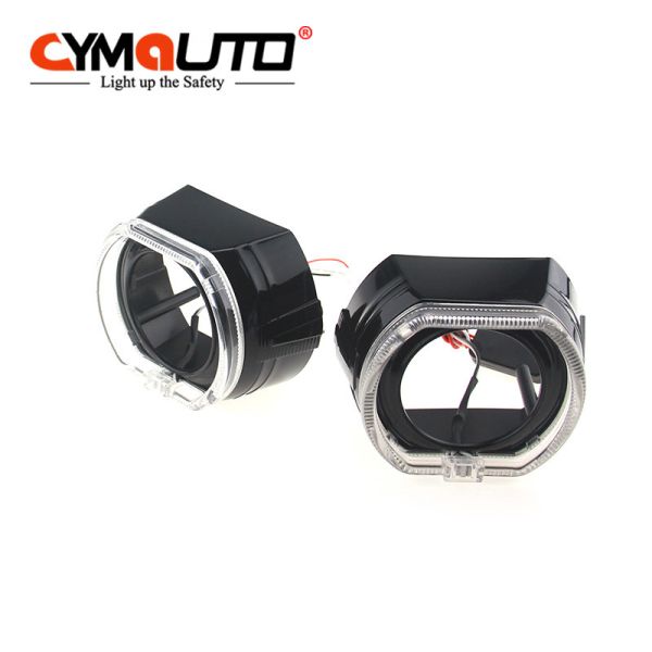 Black Projector Headlight Shrouds 2.5 Inch With LED Angel Eyes
