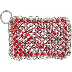 Stainless Steel Silicone Chainmail Scrubbing Pad For Cast Iron Skillets Cleaning