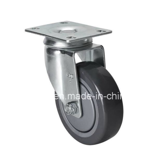 Quality Edl Medium 4" 130kg Plate Swivel PU Caster Z5714-77 for Customization and Zinc Plated for sale