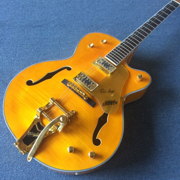 Quality New style high-quality hollow body jazz electric guitar, Double F holes,Tremolo system ,Flame Maple top for sale