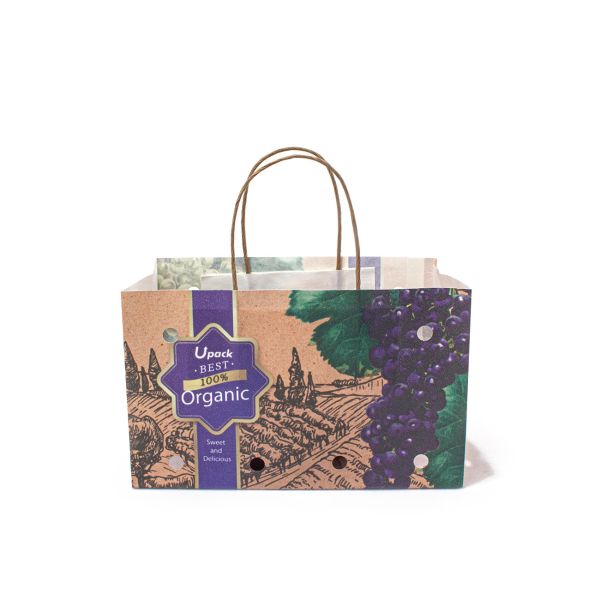 Buy cheap Twisted Handle Fruit Paper Bags Compostable Recyclable SEDEX Certified from wholesalers
