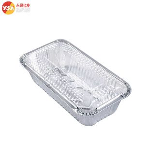 Buy cheap No 6A Recyclable Aluminum Foil Mini Loaf Pan 670ml Disposable Foil Tray Aluminum Foil Food Container with Plastic Lid from wholesalers