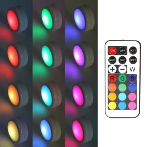 Buy cheap LED Puck Light Under Cabinet Lighting RGB Dimmable Touch 12 Colors Wireless Battery Powered Cupboard Wardrobe Night Lamp from wholesalers