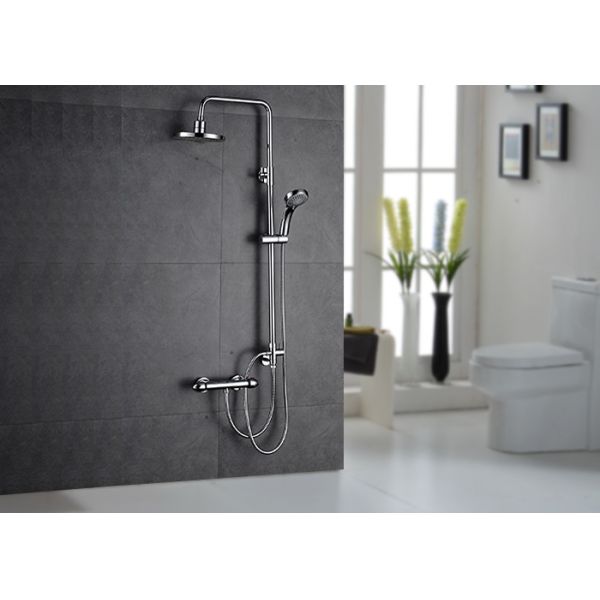 ROVATE Chrome Polished Rainfall Shower Set Double Handle Design Wall Mounted