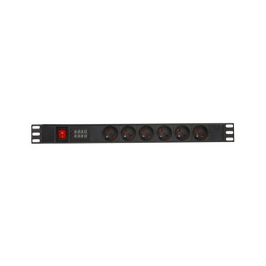 6 Way French Type PDU Extension Socket With On/Off Switch Powermeter