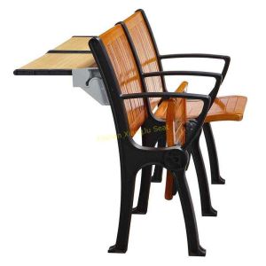 Buy cheap Walnut Wood Interlocked Folding Up Metal Leg Amphitheater Chairs With Hidden Table from wholesalers