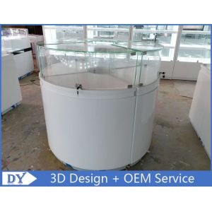 Buy cheap Modern Matte White Round Jewelry Showcase With Locks / Led Lights from wholesalers