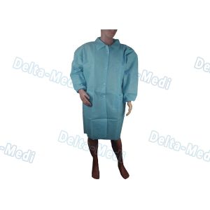 Buy cheap SMS Blue Disposable Visitor Coats , Anti Static Disposable Lab Gown With Knit Collar / Turn Down Collar from wholesalers