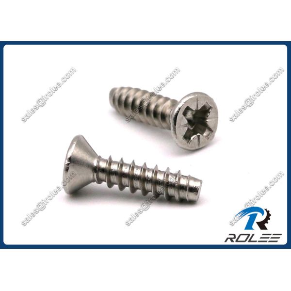 Quality 304/316 Stainless Steel Pozi Countersunk Head Tapping Screws for Plastics for sale