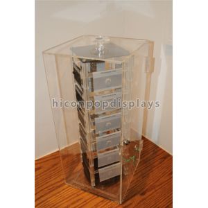 Rotating Jewelry Acrylic Display Case , Plexiglass Lucite Acrylic Tower Showcase