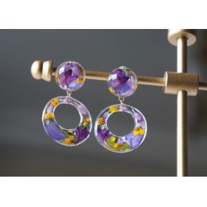 Buy cheap Customized Purple Romance Love Earstud Korea Style Purple Color Earrings Rings With Ball from wholesalers