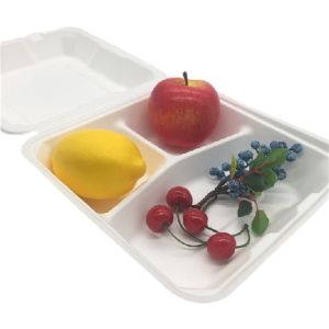 China 8 Inch 38g Clamshell Biodegradable To Go Containers on sale