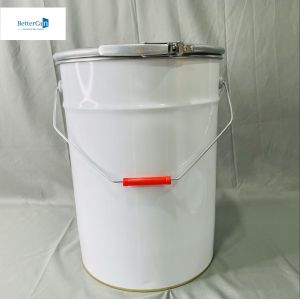 Buy cheap 5 Gallon Tin Bucket With Lock Ring White Coated Printing CMYK 20 Liter OEM Package from wholesalers