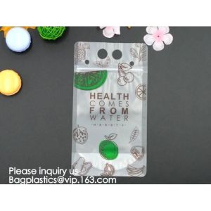 Buy cheap Fruit juice liquid plastic bag with straw transparent stand up plastic zipper bag with straw,juice disposable beverage b from wholesalers