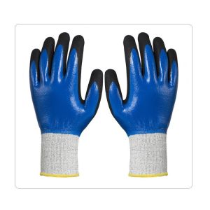 China Mining & Construction Double Nitrile Dipping 13G Cut Resistant Safety Gloves on sale