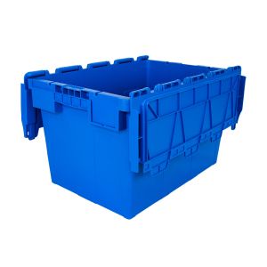 Customized Logo Plastic Stackable Moving Crate with Attached Lid