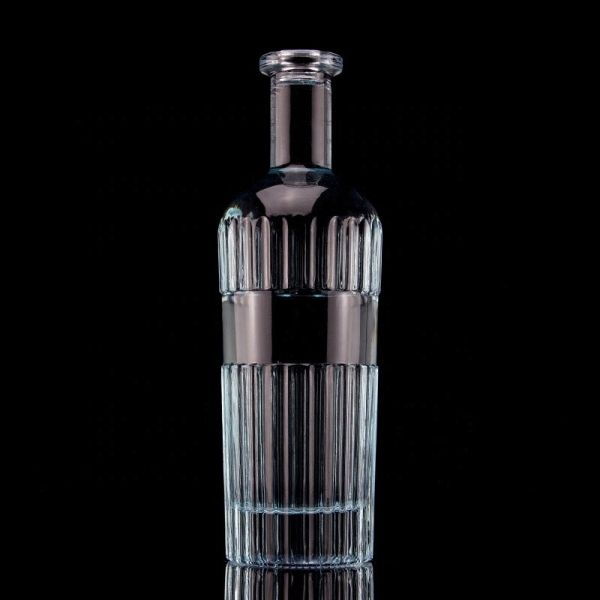 Pretty Light Blue 750ml 75cl Vertical Stripes Vodka Bottle With Lid Made of