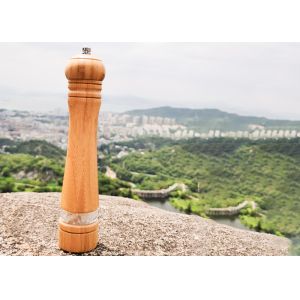 China Large Wooden Salt Pepper Mill with Ceramic Grinder and Acrylic for Perfect Grind 223g/pc on sale