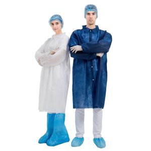 CE FDA Disposable Lab Coats , Full Sleeve Disposable Medical Jacket